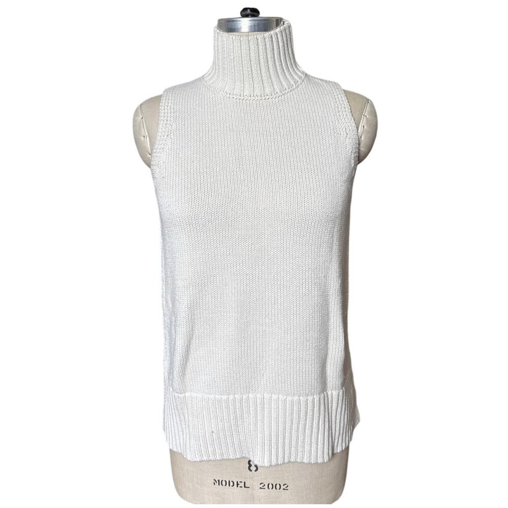 NOT MONDAY Cream Knit Sleeveless Turtleneck Sweater Short Size Small